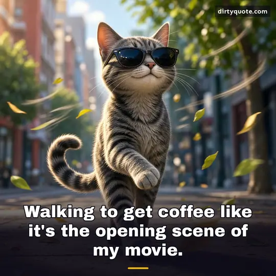 Walking to get coffee like it's the opening scene of my movie.
